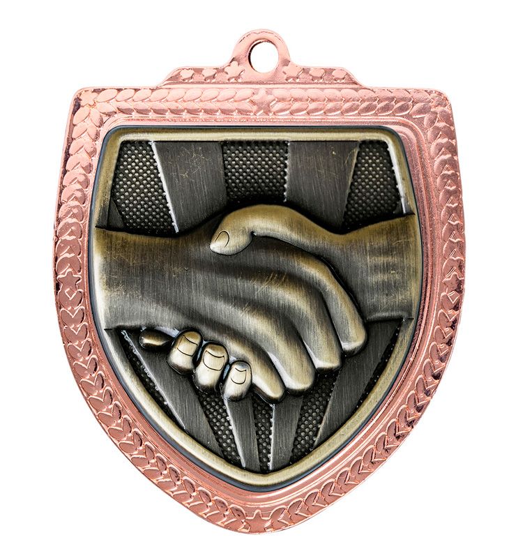 Shield Fair Play Sportsmanship Schools Gold Medal 80mm